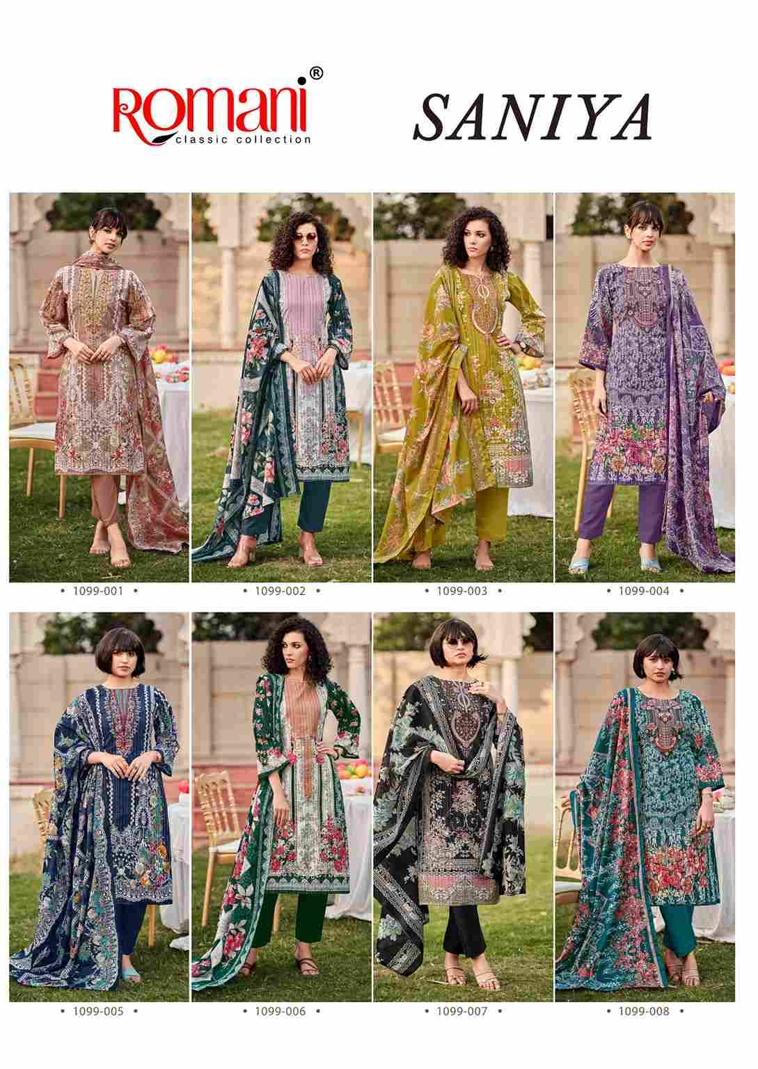 Saniya By Romani 1099-001 To 1099-008 Series Beautiful Festive Suits Stylish Fancy Colorful Casual Wear & Ethnic Wear Soft Cotton Print Dresses At Wholesale Price