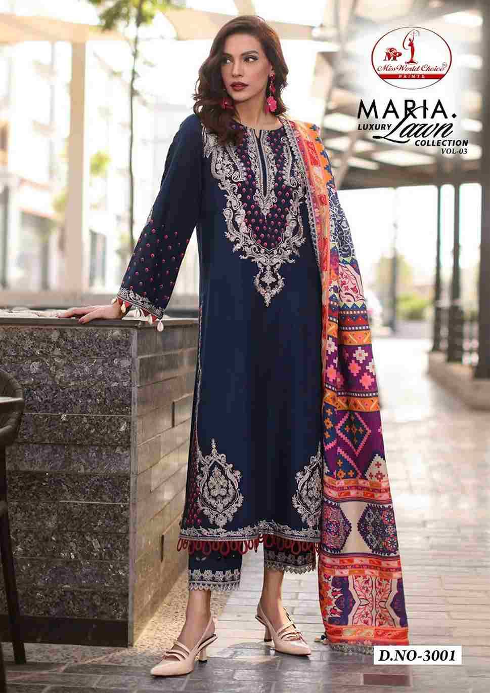 Maria.B. Luxury Lawn Collection Vol-3 By Miss World Choice 3001 To 3006 Series Beautiful Festive Suits Stylish Fancy Colorful Casual Wear & Ethnic Wear Lawn Cotton Print Dresses At Wholesale Price