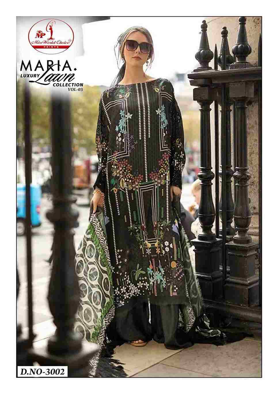 Maria.B. Luxury Lawn Collection Vol-3 By Miss World Choice 3001 To 3006 Series Beautiful Festive Suits Stylish Fancy Colorful Casual Wear & Ethnic Wear Lawn Cotton Print Dresses At Wholesale Price