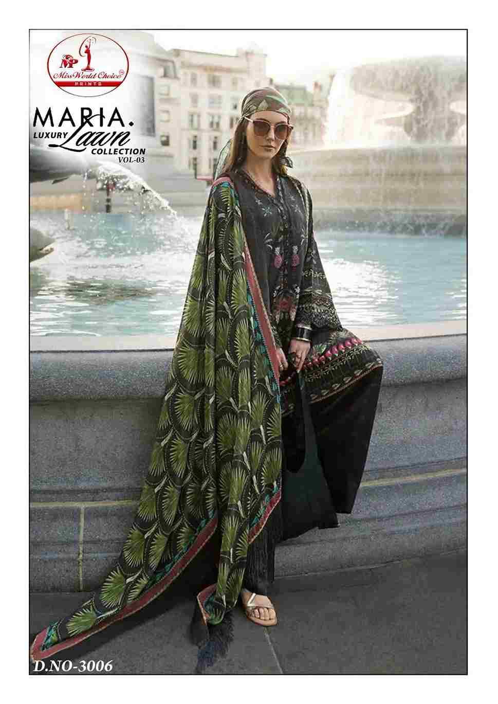 Maria.B. Luxury Lawn Collection Vol-3 By Miss World Choice 3001 To 3006 Series Beautiful Festive Suits Stylish Fancy Colorful Casual Wear & Ethnic Wear Lawn Cotton Print Dresses At Wholesale Price