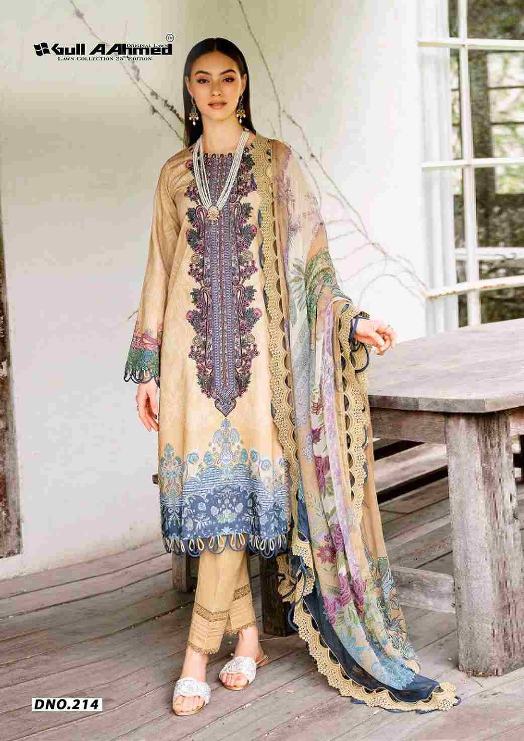 Gull Aahmed Lawn Collection Vol-25 By Gull Aahmed 209 To 214 Series Beautiful Festive Suits Stylish Fancy Colorful Casual Wear & Ethnic Wear Pure Lawn Dresses At Wholesale Price