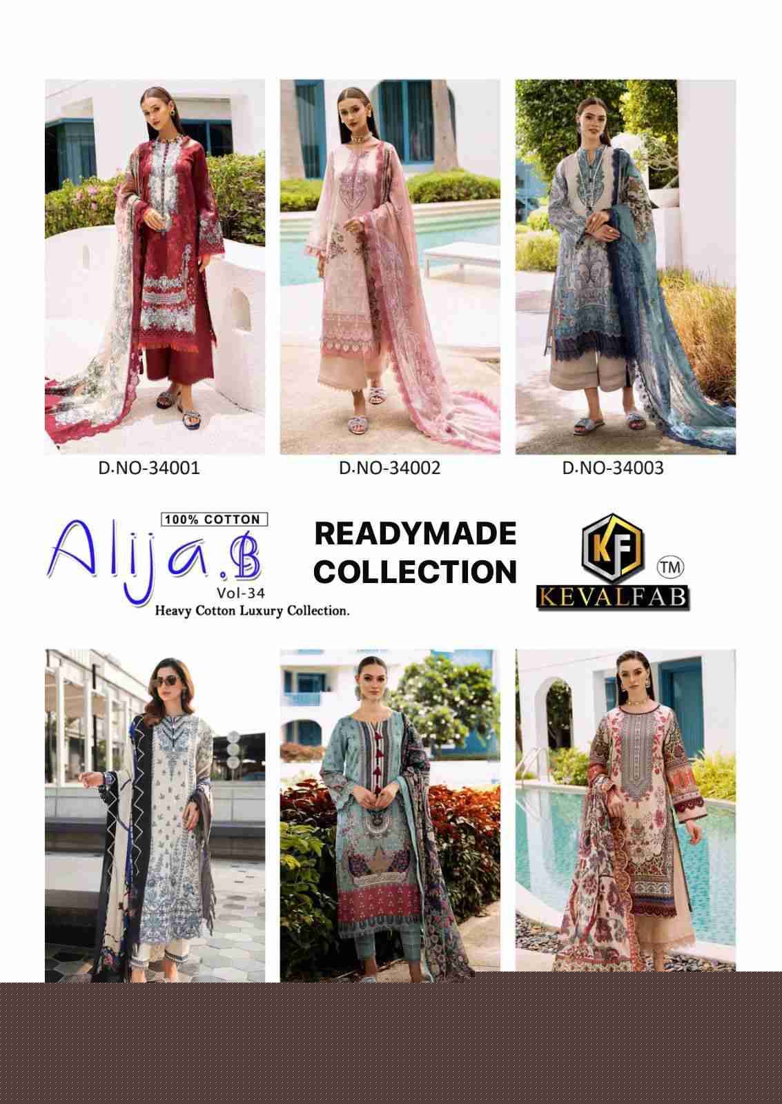 Alija.B Vol-34 By Keval Fab 34001 To 34006 Series Beautiful Stylish Festive Suits Fancy Colorful Casual Wear & Ethnic Wear & Ready To Wear Heavy Cotton Print Dresses At Wholesale Price