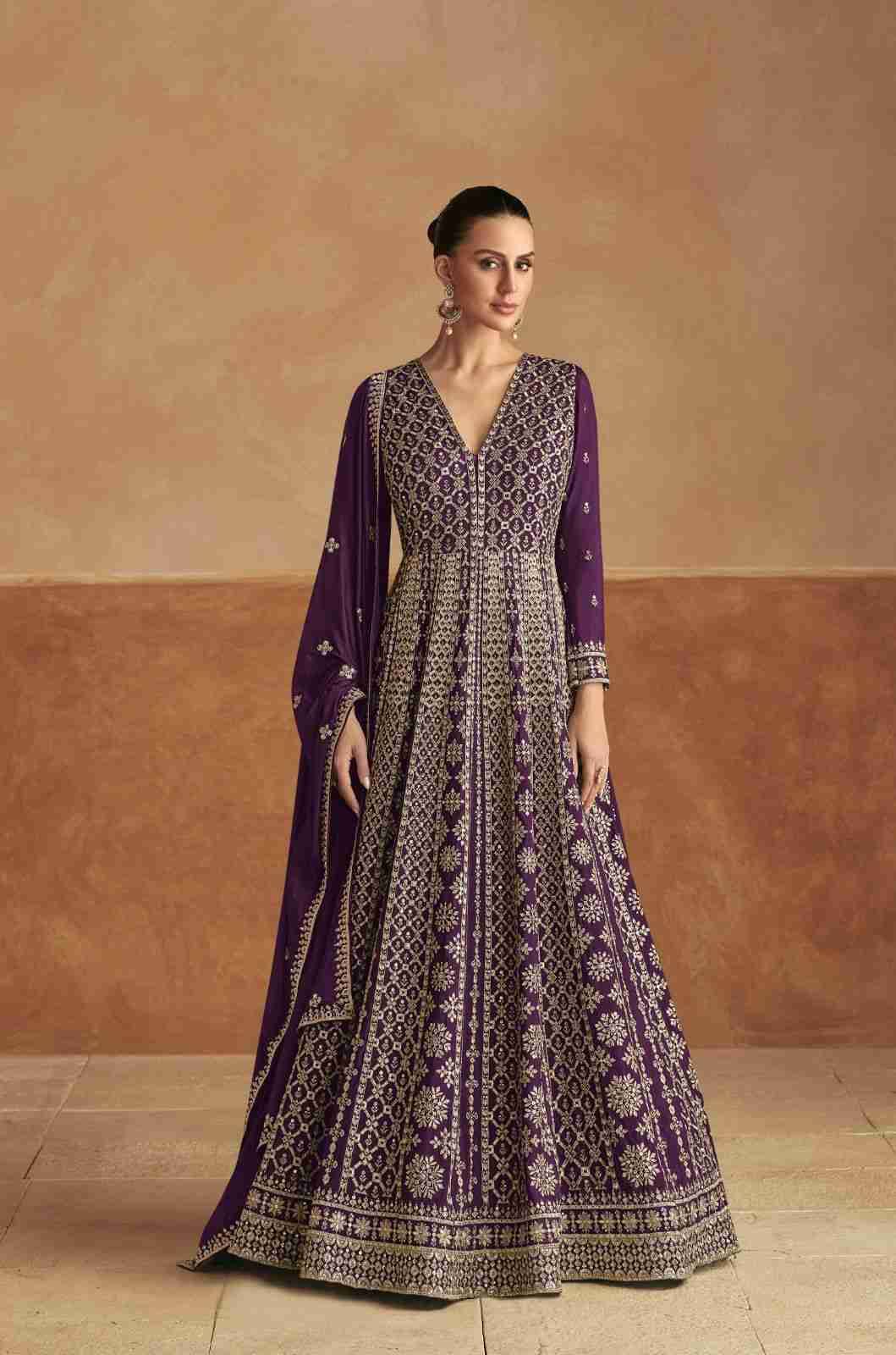 Nagma Colours 7510 By Gulkayra Designer 7510-E To 7510-H Series Designer Stylish Fancy Colorful Beautiful Party Wear & Ethnic Wear Collection Chinnon Gown With Bottom At Wholesale Price