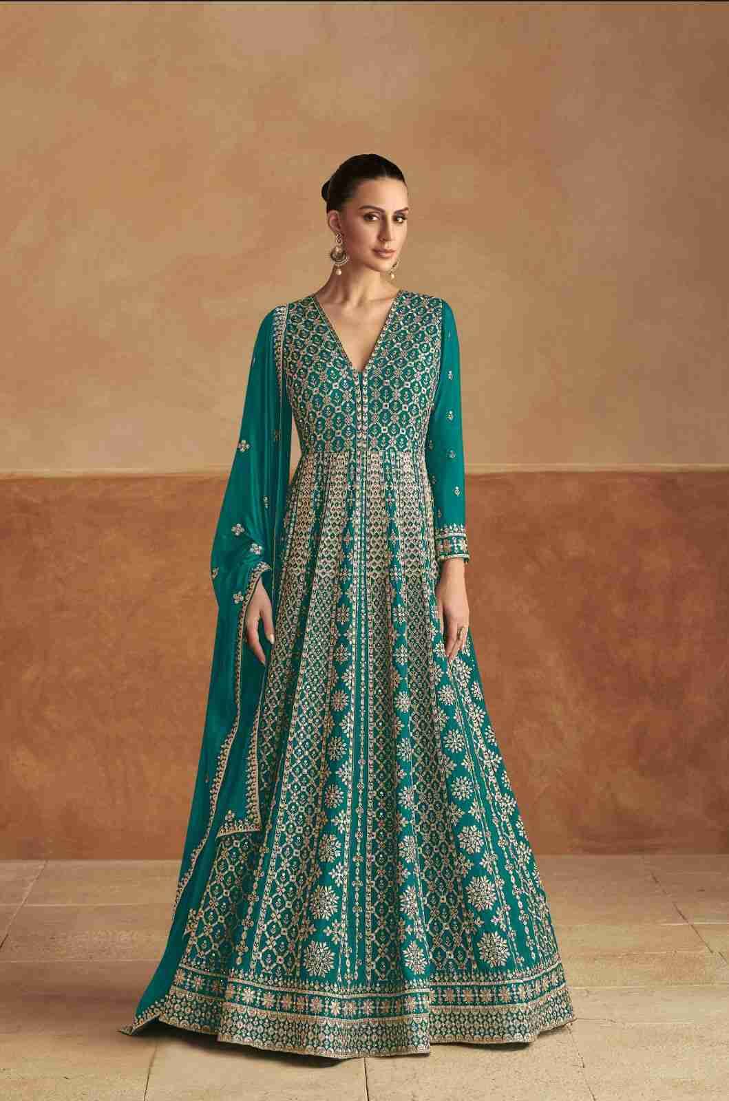 Nagma Colours 7510 By Gulkayra Designer 7510-E To 7510-H Series Designer Stylish Fancy Colorful Beautiful Party Wear & Ethnic Wear Collection Chinnon Gown With Bottom At Wholesale Price