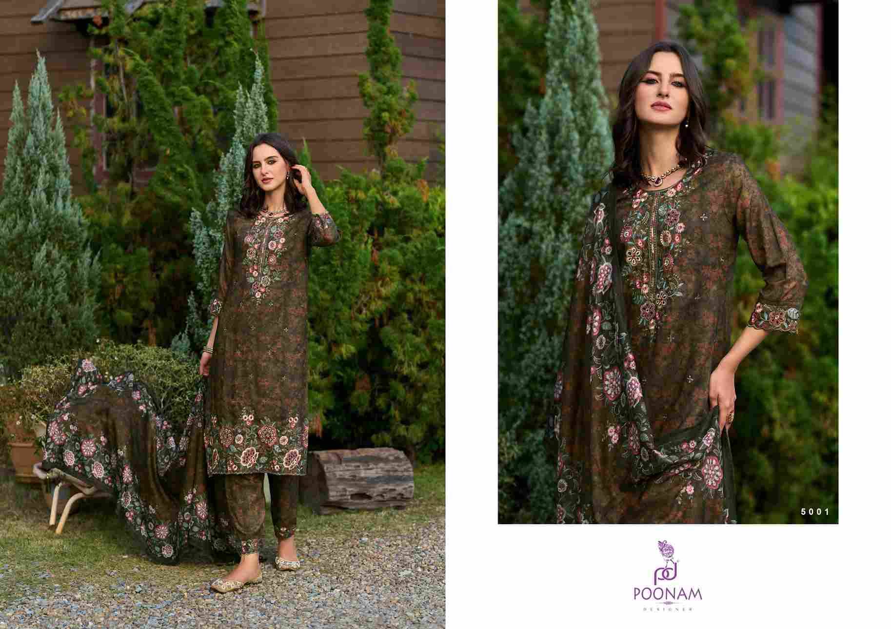 Glam By Poonam Designer 5001 To 5004 Series Suits Beautiful Fancy Colorful Stylish Party Wear & Occasional Wear Muslin Digital Print Dresses At Wholesale Price