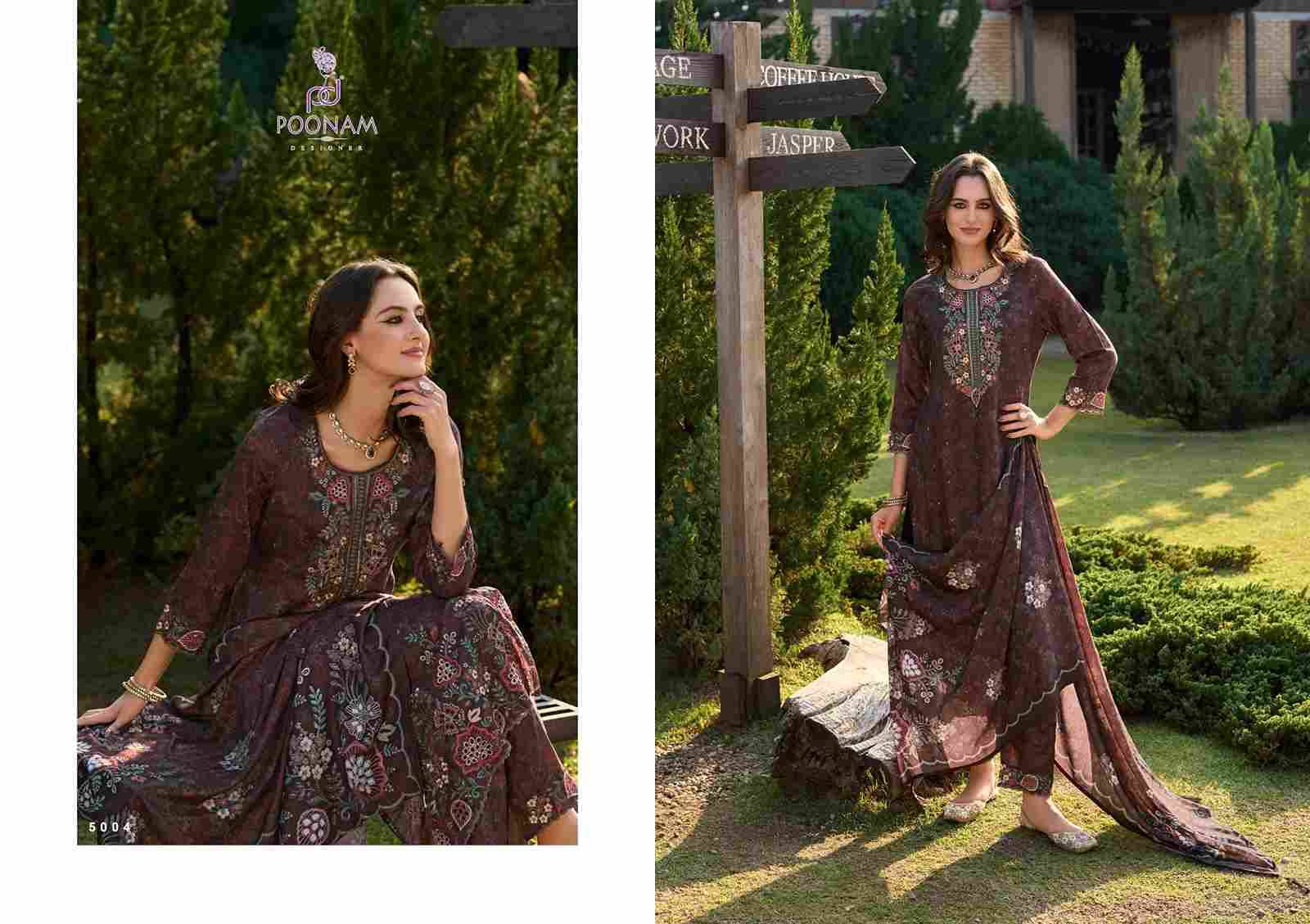 Glam By Poonam Designer 5001 To 5004 Series Suits Beautiful Fancy Colorful Stylish Party Wear & Occasional Wear Muslin Digital Print Dresses At Wholesale Price