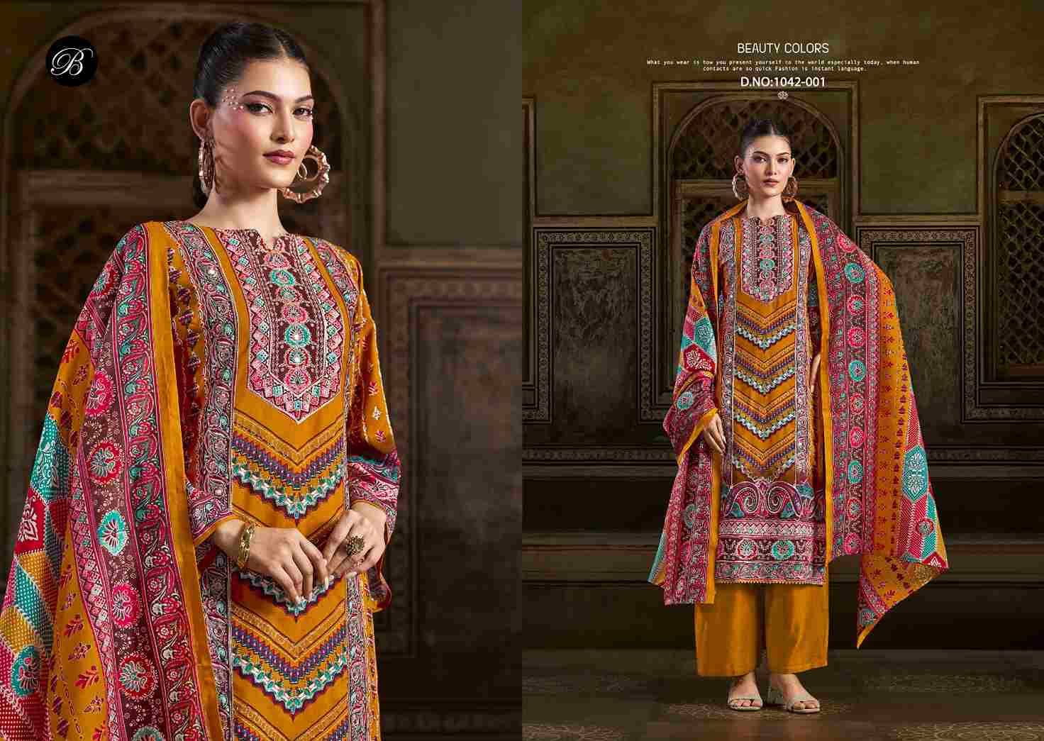 Musafir By Belliza 1042-001 To 1042-006 Series Beautiful Festive Suits Colorful Stylish Fancy Casual Wear & Ethnic Wear Pure Viscose Rayon Print Dresses At Wholesale Price