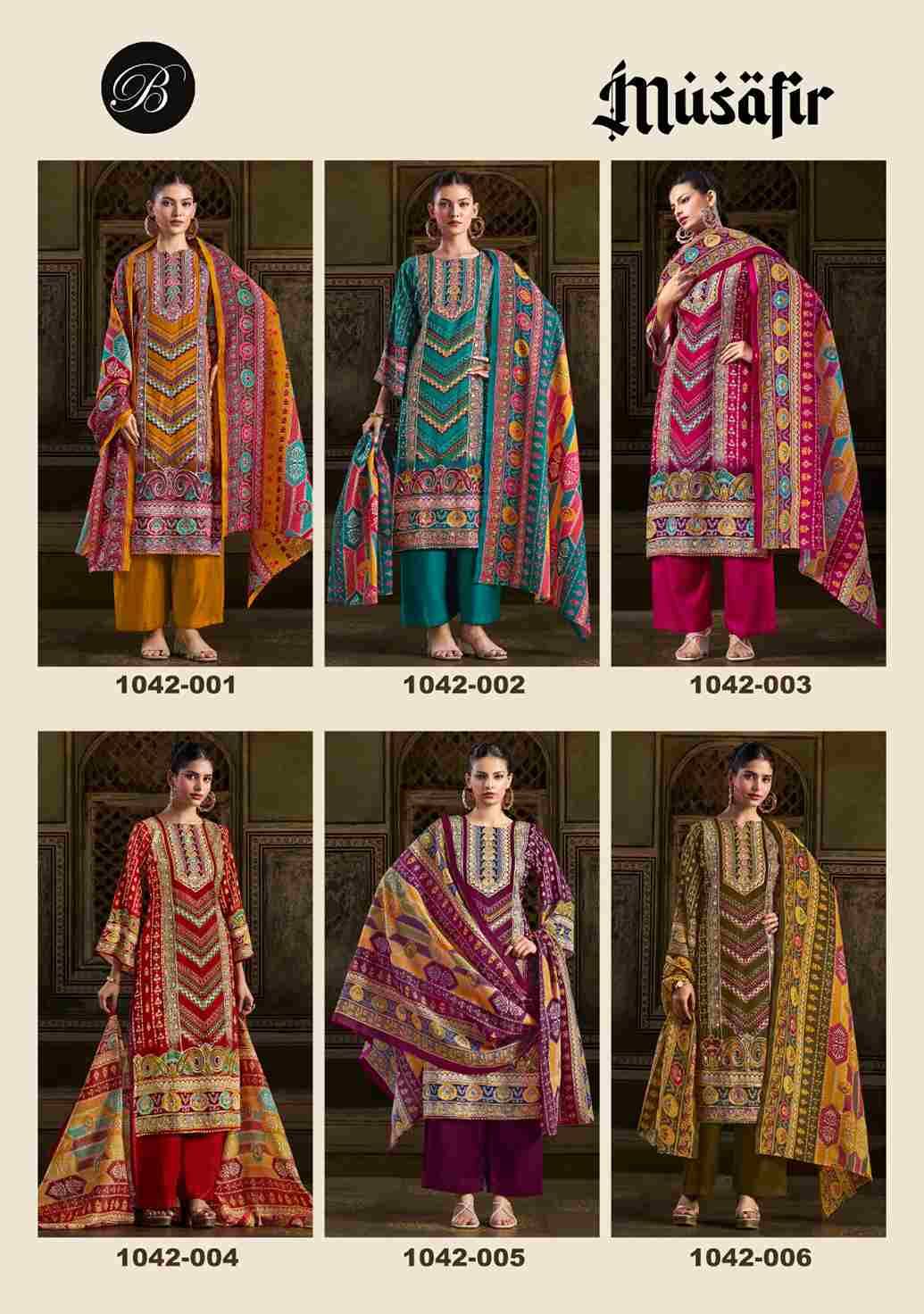 Musafir By Belliza 1042-001 To 1042-006 Series Beautiful Festive Suits Colorful Stylish Fancy Casual Wear & Ethnic Wear Pure Viscose Rayon Print Dresses At Wholesale Price