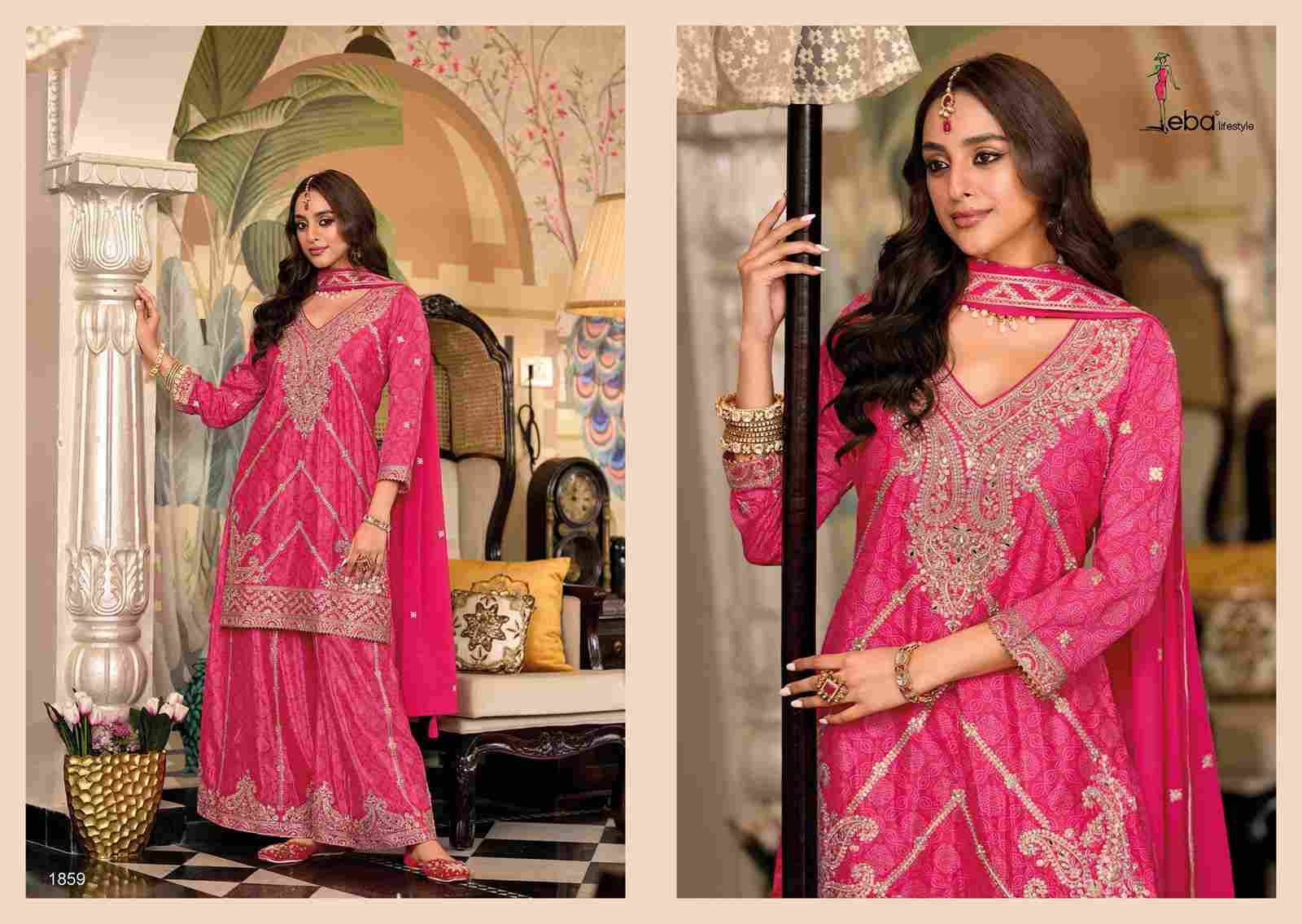 Sangam By Eba Lifestyle 1857 To 1859 Series Beautiful Sharara Suits Colorful Stylish Fancy Casual Wear & Ethnic Wear Chinnon Embroidery Dresses At Wholesale Price