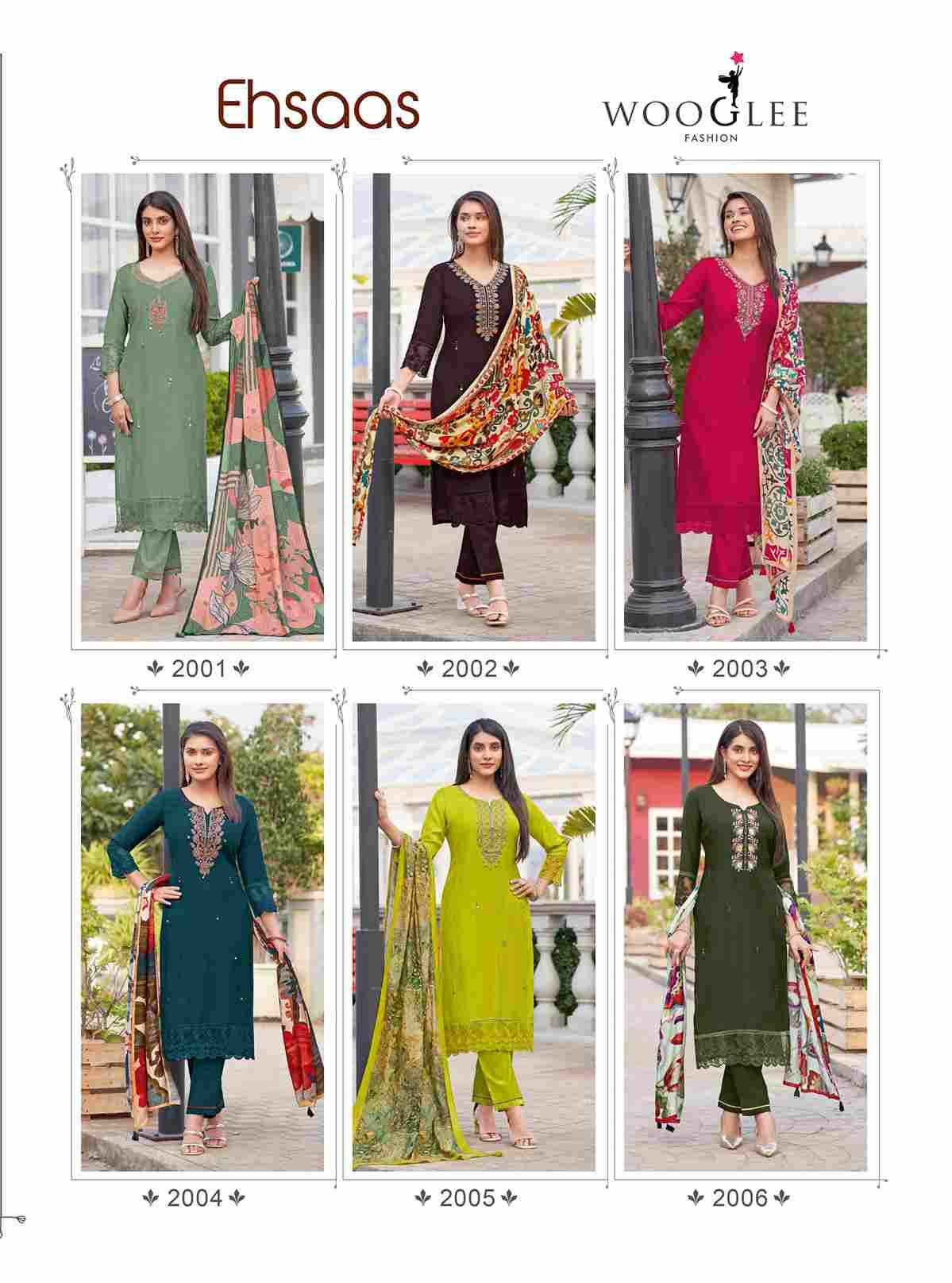 Ehsaas By Wooglee 2001 To 2006 Series Designer Festive Suits Collection Beautiful Stylish Fancy Colorful Party Wear & Occasional Wear Pure Viscose Embroidered Dresses At Wholesale Price