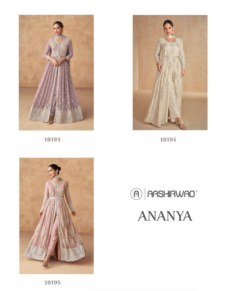 Ananya By Aashirwad Creation 10193 To 10195 Series Beautiful Festive Suits Colorful Stylish Fancy Casual Wear & Ethnic Wear Georgette With Work Dresses At Wholesale Price