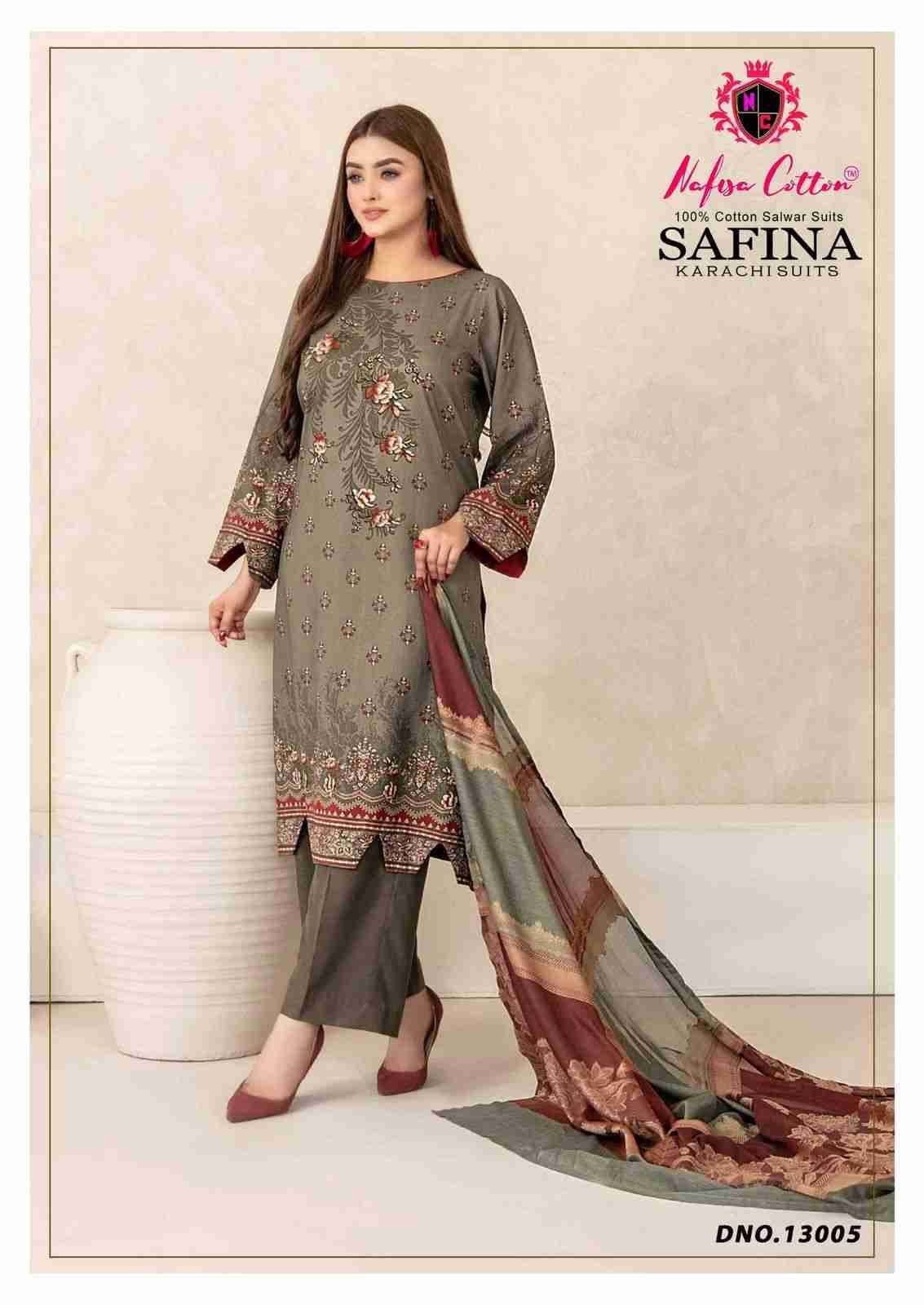 Safina Vol-13 By Nafisa Cotton 13001 To 13006 Series Beautiful Festive Suits Colorful Stylish Fancy Casual Wear & Ethnic Wear Pure Cotton Embroidered Dresses At Wholesale Price