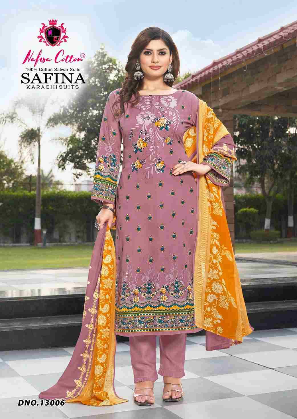 Safina Vol-13 By Nafisa Cotton 13001 To 13006 Series Beautiful Festive Suits Colorful Stylish Fancy Casual Wear & Ethnic Wear Pure Cotton Embroidered Dresses At Wholesale Price