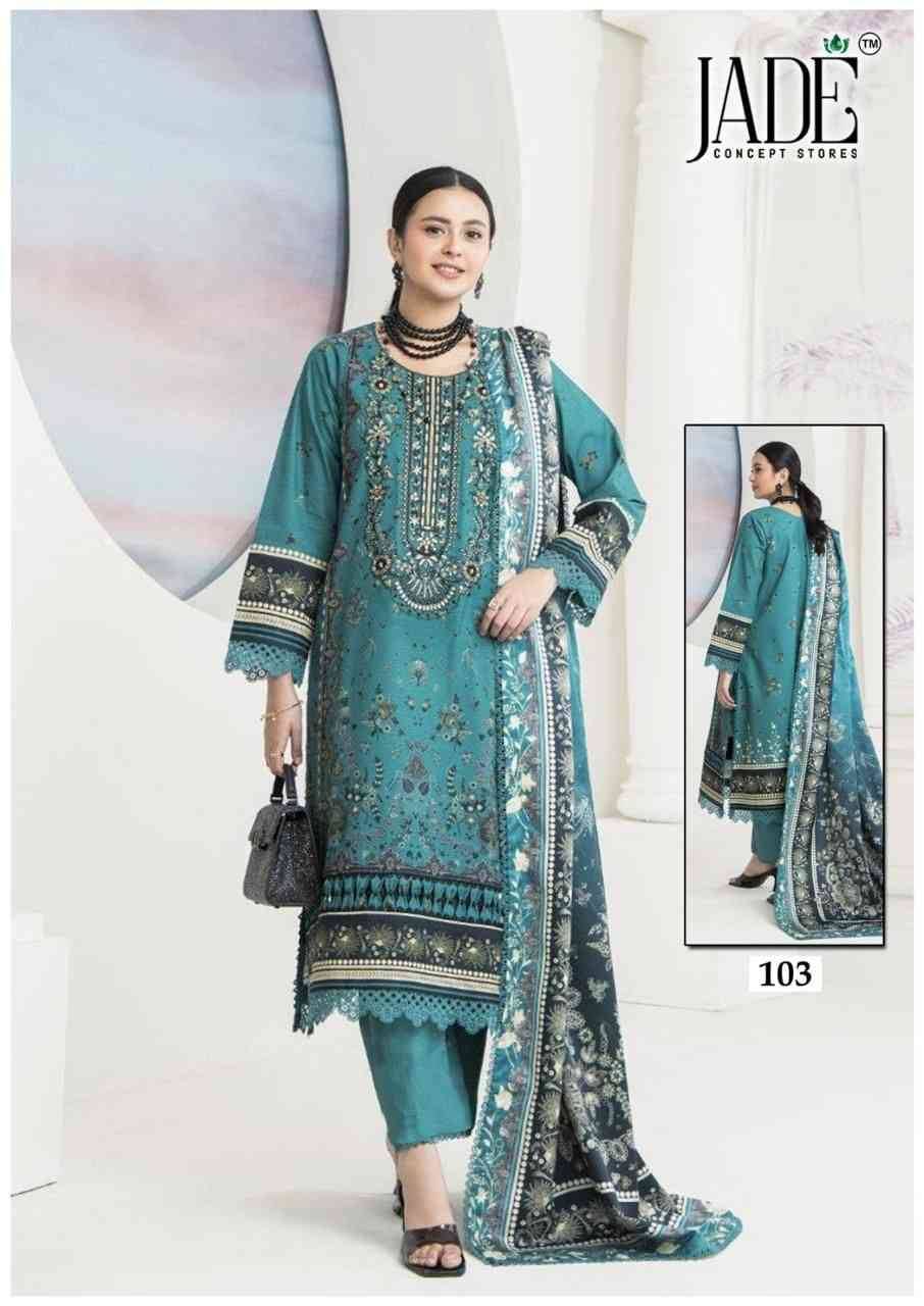Chevron Vol-11 By Jade 101 To 106 Series Beautiful Festive Suits Colorful Stylish Fancy Casual Wear & Ethnic Wear Pure Lawn Cotton Embroidered Dresses At Wholesale Price