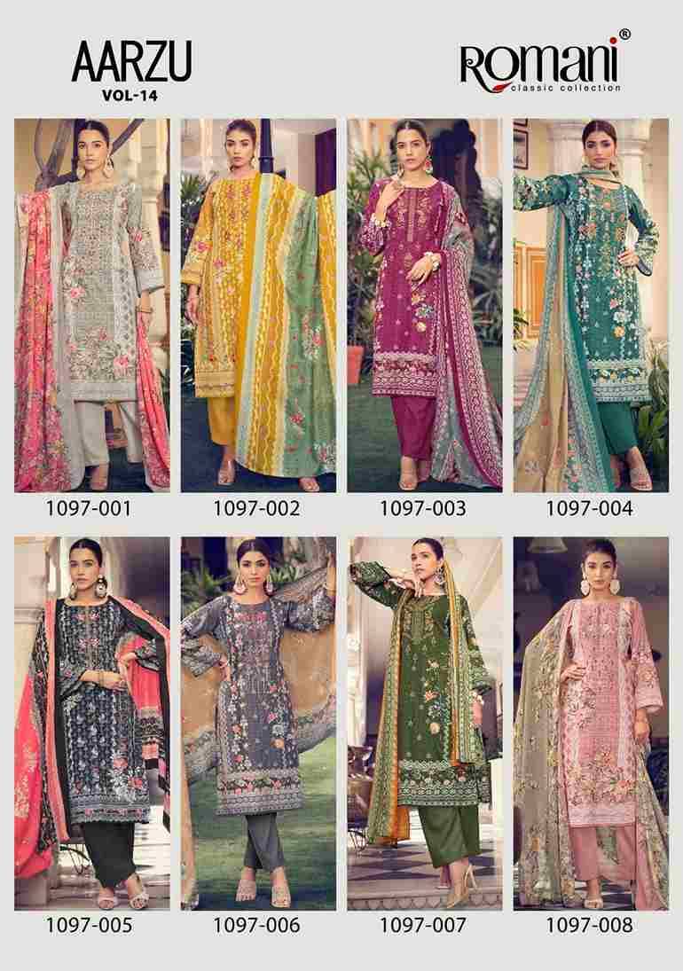 Aarzu Vol-14 By Romani 1097-001 To 1097-008 Series Beautiful Festive Suits Stylish Fancy Colorful Casual Wear & Ethnic Wear Soft Cotton Print Dresses At Wholesale Price
