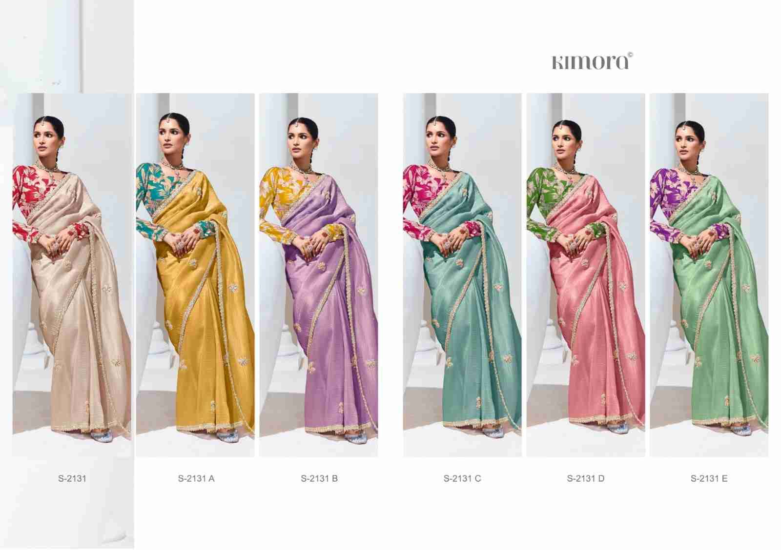 Rangat 2131 By Kimora Fashion 2131 To 2131-E Series Indian Traditional Wear Collection Beautiful Stylish Fancy Colorful Party Wear & Occasional Wear Organza Silk Sarees At Wholesale Price