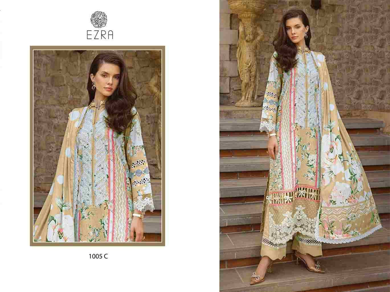 Ezra 1005 Colours Vol-2 By Ezra 1005-C To 1005-D Series Pakistani Suits Beautiful Fancy Colorful Stylish Party Wear & Occasional Wear Pure Cotton Embroidery Dresses At Wholesale Price