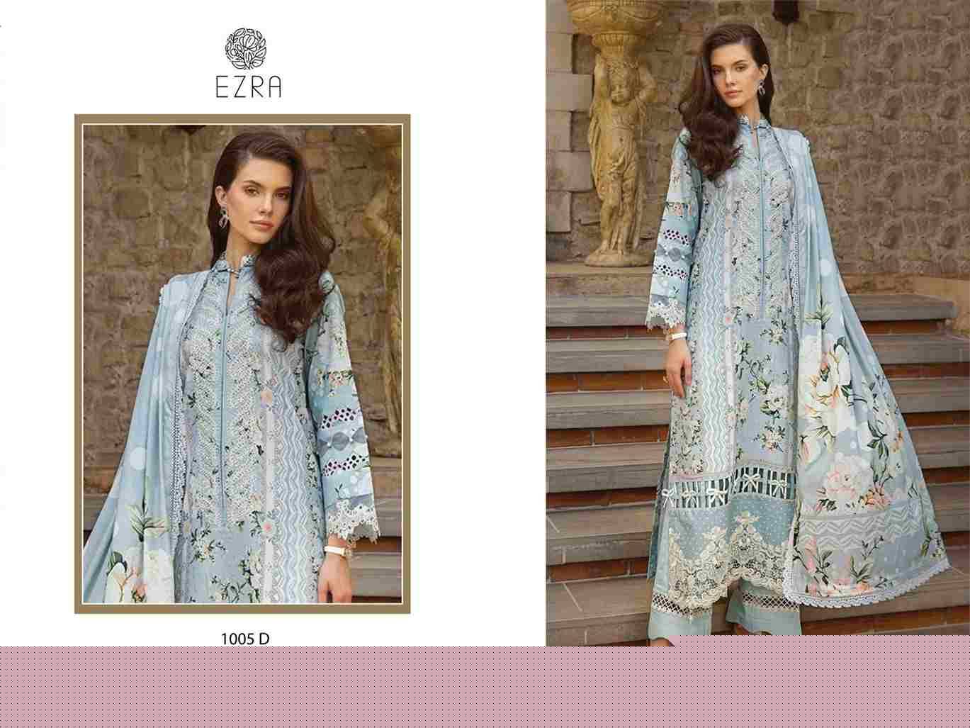 Ezra 1005 Colours Vol-2 By Ezra 1005-C To 1005-D Series Pakistani Suits Beautiful Fancy Colorful Stylish Party Wear & Occasional Wear Pure Cotton Embroidery Dresses At Wholesale Price