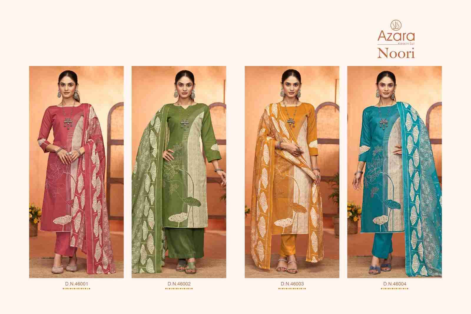 Noori By Azara 46001 To 46004 Series Beautiful Festive Suits Stylish Fancy Colorful Casual Wear & Ethnic Wear Pure Lawn Cotton Dresses At Wholesale Price