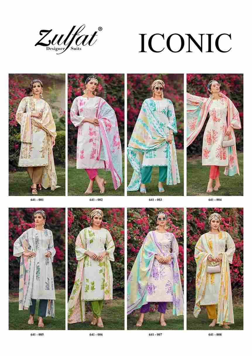 Iconic By Zulfat 641-001 To 641-008 Series Beautiful Festive Suits Stylish Fancy Colorful Casual Wear & Ethnic Wear Pure Cotton Print Dresses At Wholesale Price