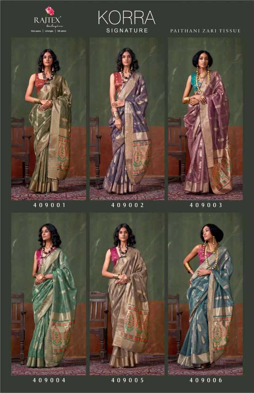 Korra Signature By Raj Tex 409001 To 409006 Series Indian Traditional Wear Collection Beautiful Stylish Fancy Colorful Party Wear & Occasional Wear Paithani Sarees At Wholesale Price