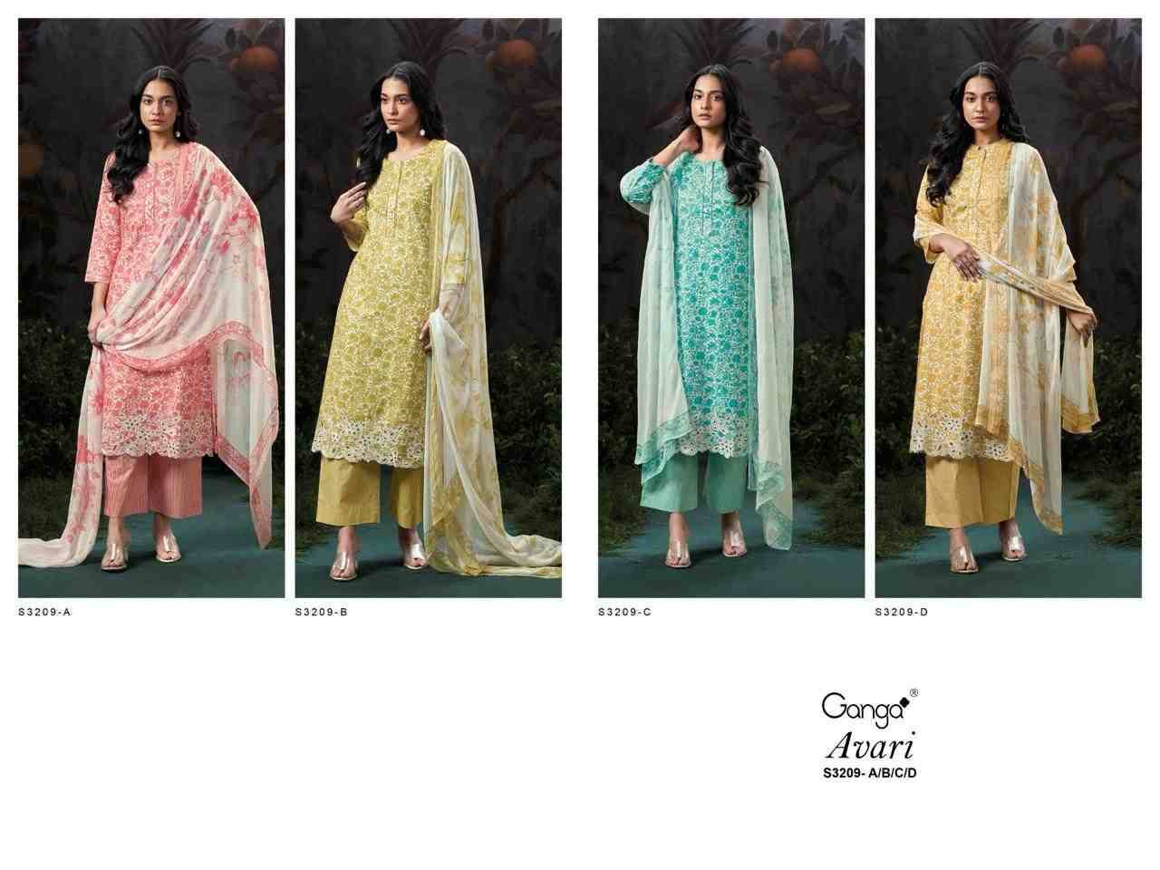 Avari-3209 By Ganga Fashion 3209-A To 3209-D Series Beautiful Festive Suits Colorful Stylish Fancy Casual Wear & Ethnic Wear Pure Cotton Print Dresses At Wholesale Price