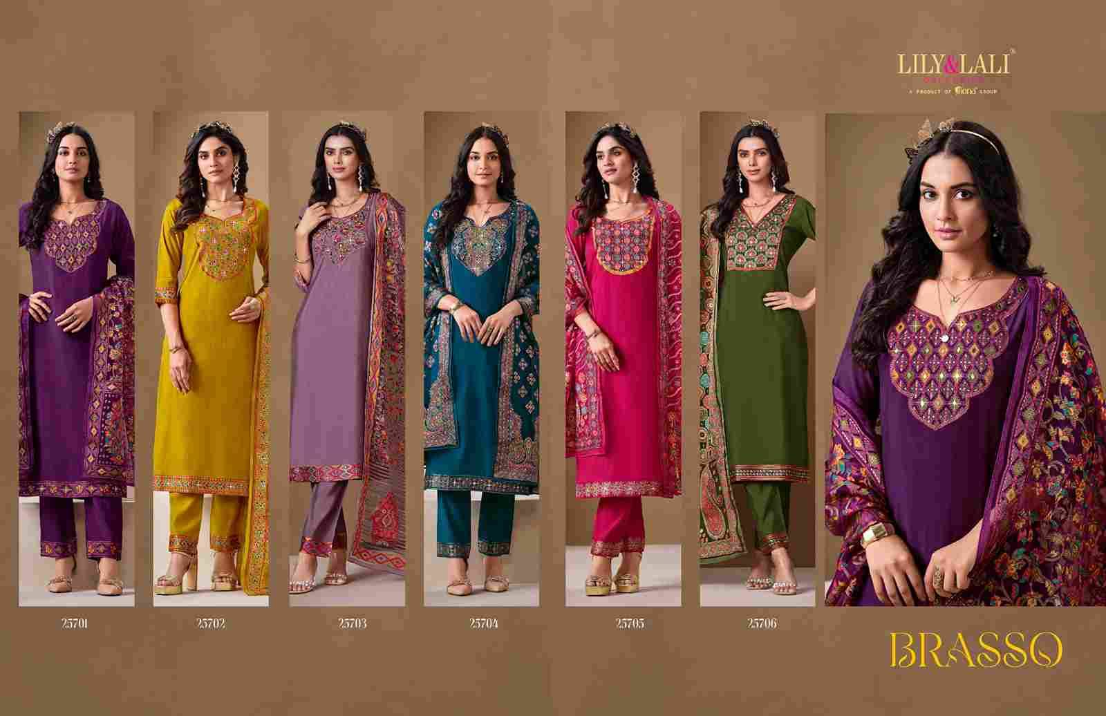 Brasso By Lily And Lali 25701 To 25706 Series Beautiful Festive Suits Colorful Stylish Fancy Casual Wear & Ethnic Wear Roman Silk Dresses At Wholesale Price