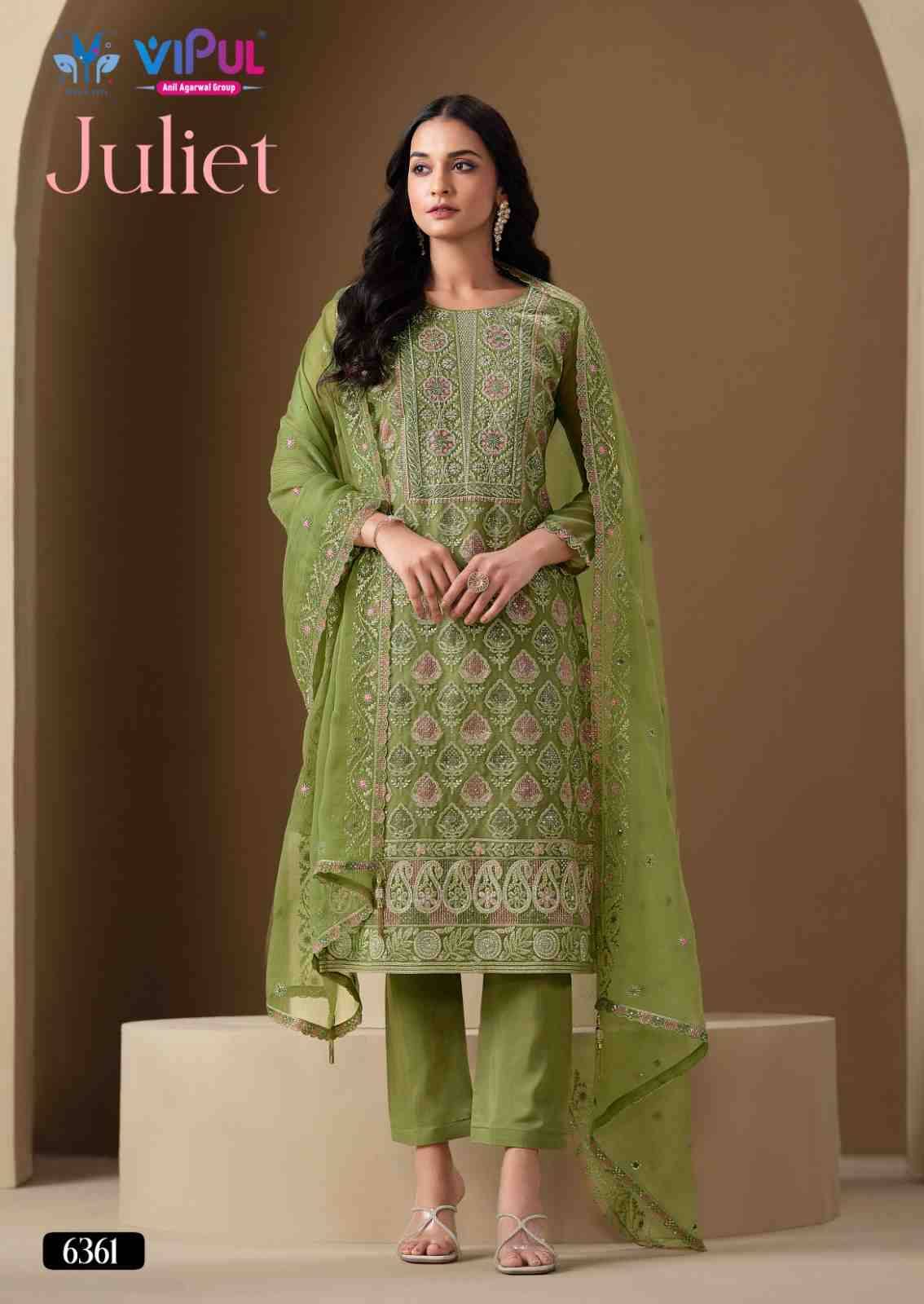 Juliet By Vipul Fashion 6361 To 6366 Series Designer Festive Suits Beautiful Fancy Stylish Colorful Party Wear & Occasional Wear Chiffon Embroidered Dresses At Wholesale Price