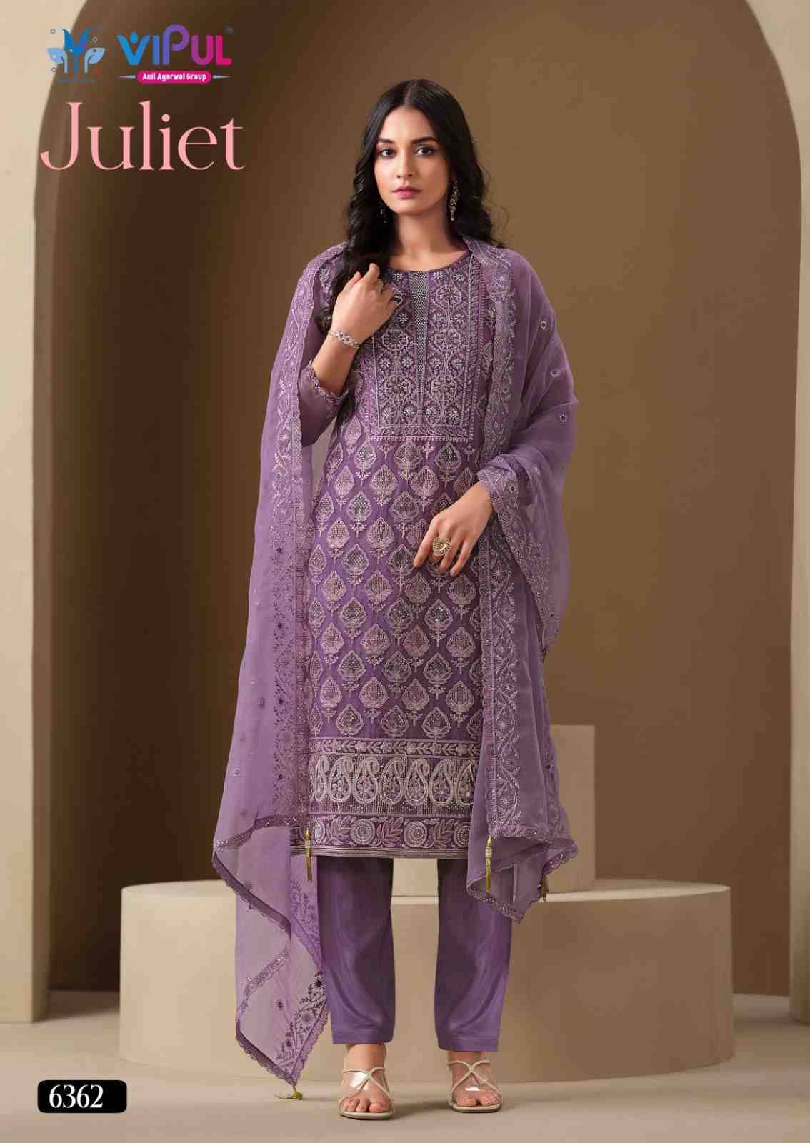 Juliet By Vipul Fashion 6361 To 6366 Series Designer Festive Suits Beautiful Fancy Stylish Colorful Party Wear & Occasional Wear Chiffon Embroidered Dresses At Wholesale Price