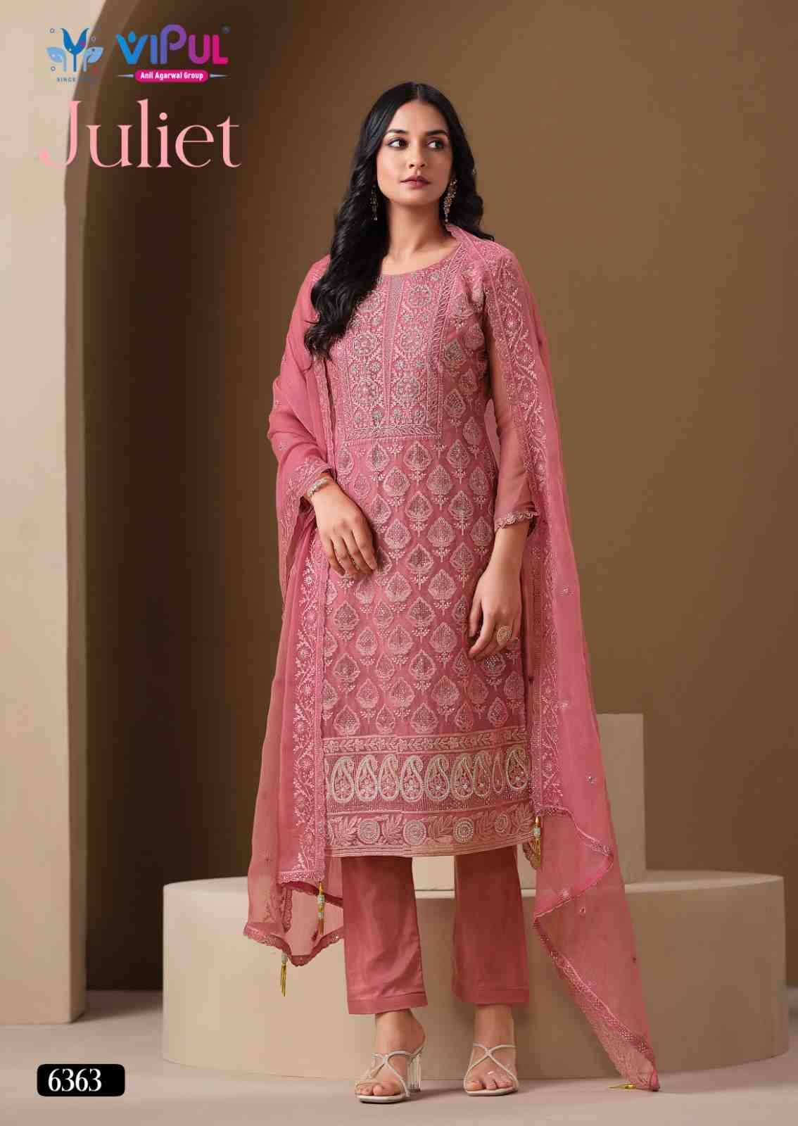 Juliet By Vipul Fashion 6361 To 6366 Series Designer Festive Suits Beautiful Fancy Stylish Colorful Party Wear & Occasional Wear Chiffon Embroidered Dresses At Wholesale Price