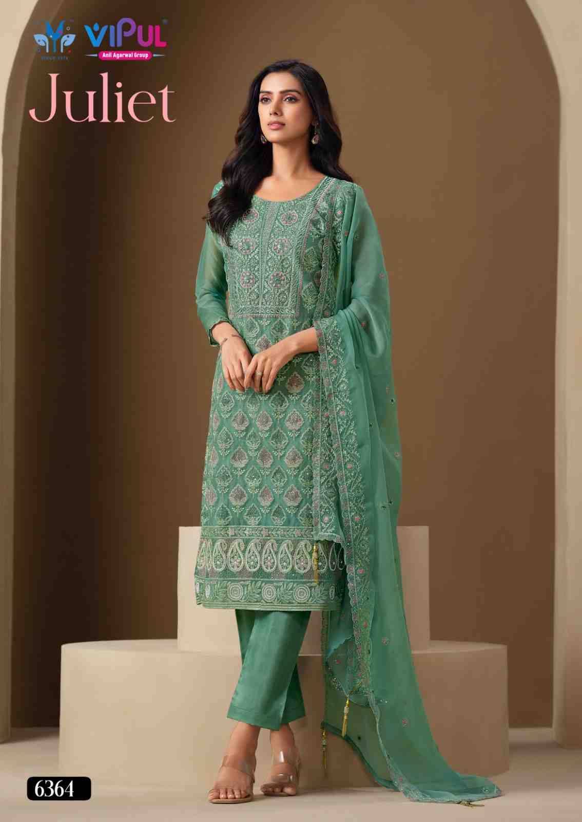 Juliet By Vipul Fashion 6361 To 6366 Series Designer Festive Suits Beautiful Fancy Stylish Colorful Party Wear & Occasional Wear Chiffon Embroidered Dresses At Wholesale Price