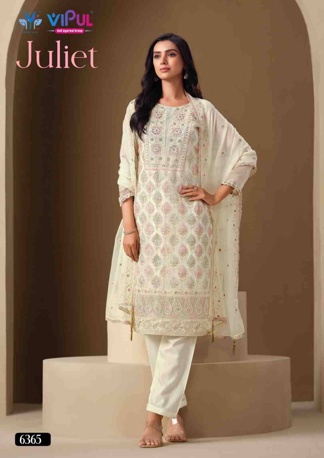 Juliet By Vipul Fashion 6361 To 6366 Series Designer Festive Suits Beautiful Fancy Stylish Colorful Party Wear & Occasional Wear Chiffon Embroidered Dresses At Wholesale Price