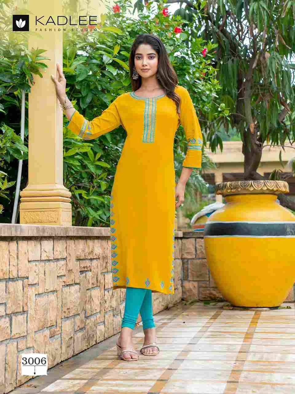 Chanchal By Kadlee 3001 To 3006 Series Designer Stylish Fancy Colorful Beautiful Party Wear & Ethnic Wear Collection Rayon With Work Kurtis At Wholesale Price