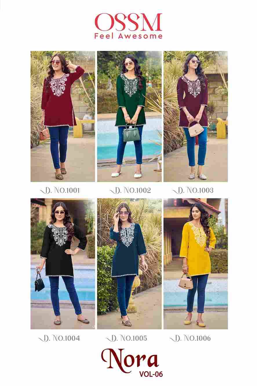 Nora Vol-6 By Ossm 1001 To 1006 Series Designer Stylish Fancy Colorful Beautiful Party Wear & Ethnic Wear Collection Rayon Slub Tops At Wholesale Price
