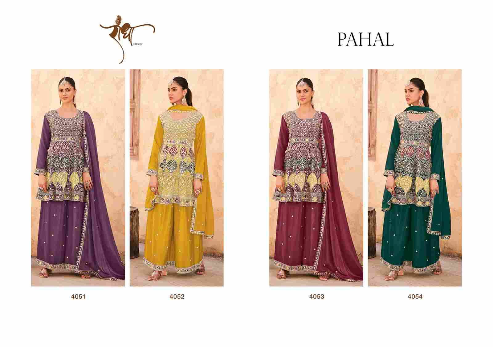 Pahal By Radha Trendz 4051 To 4054 Series Sharara Suits Beautiful Fancy Colorful Stylish Party Wear & Occasional Wear Chinnon Dresses At Wholesale Price