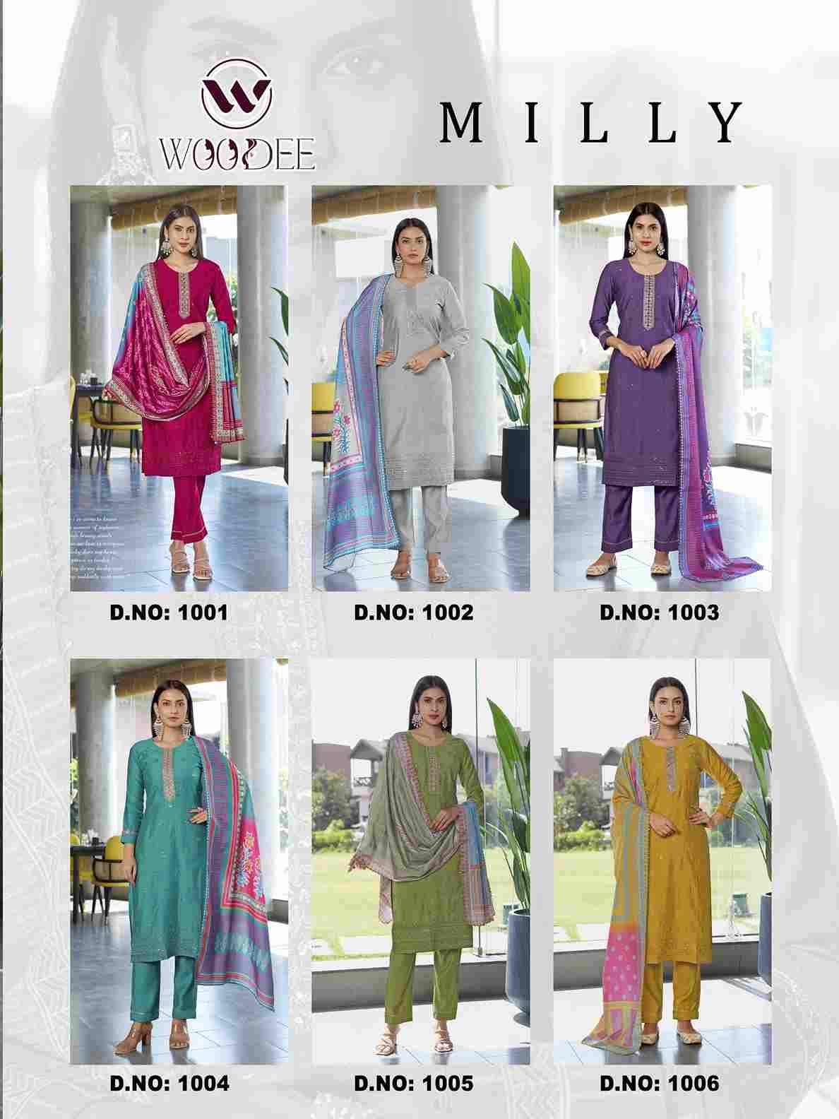 Milly By Woodee 1001 To 1006 Series Beautiful Festive Suits Stylish Fancy Colorful Casual Wear & Ethnic Wear Viscose Dresses At Wholesale Price