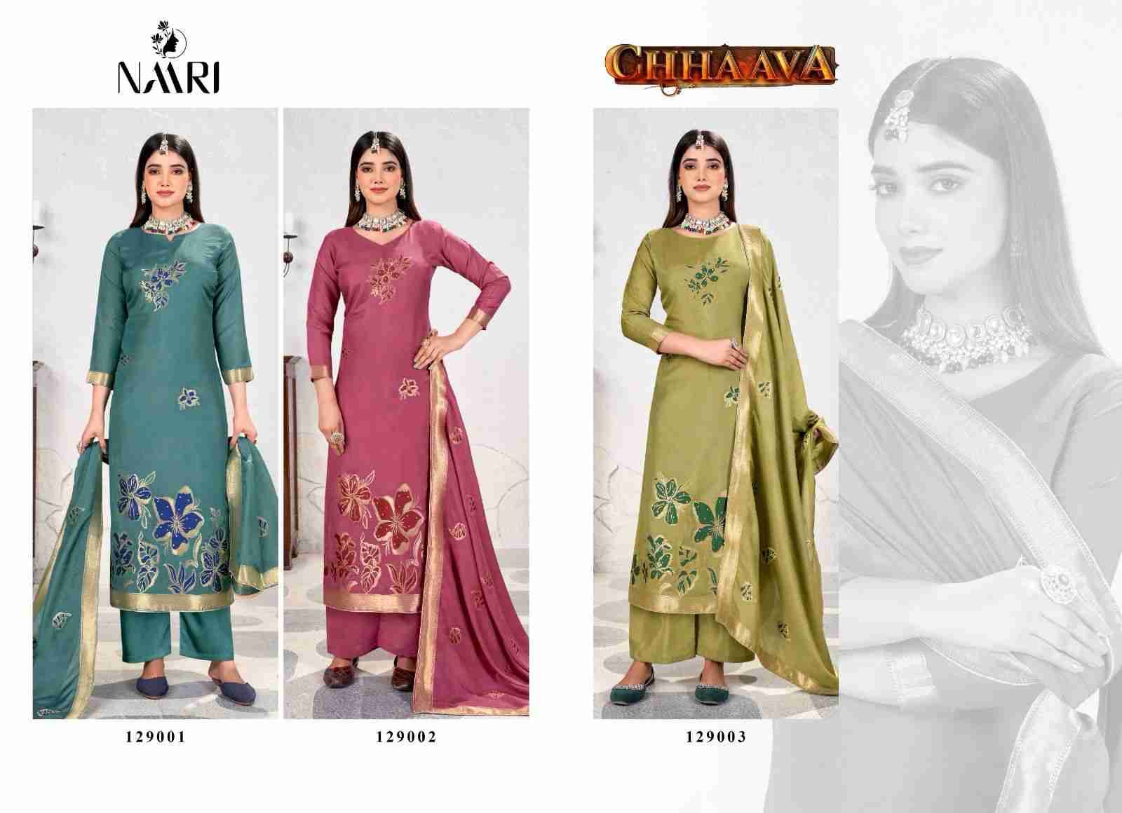 Chhaava By Naari 129001 To 129003 Series Beautiful Festive Suits Stylish Fancy Colorful Casual Wear & Ethnic Wear Viscose Muslin Jacquard Dresses At Wholesale Price