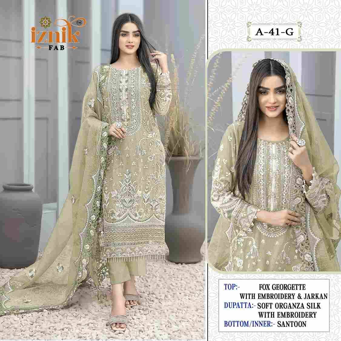 Iznik 41 Colours Vol-2 By Iznik Fab 41-E To 41-H Series Designer Pakistani Suits Beautiful Stylish Fancy Colorful Party Wear & Occasional Wear Faux Georgette Embroidery Dresses At Wholesale Price