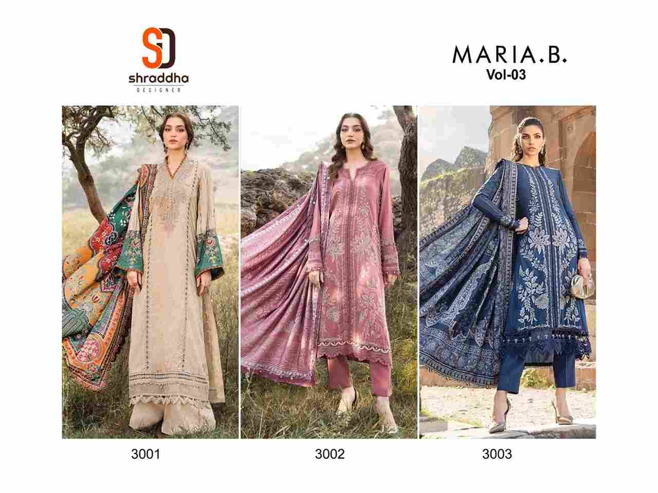 Maria.B. Vol-3 By Shraddha Designer 3001 To 3003 Series Designer Pakistani Suits Beautiful Stylish Fancy Colorful Party Wear & Occasional Wear Pure Viscose Rayon Embroidered Dresses At Wholesale Price
