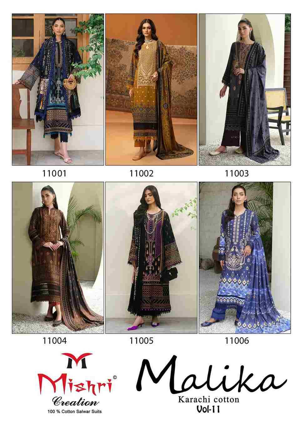 Mallika Vol-11 By Mishri 11001 To 11006 Series Beautiful Stylish Festive Suits Fancy Colorful Casual Wear & Ethnic Wear & Ready To Wear Pure Soft Cotton With Embroidery Dresses At Wholesale Price