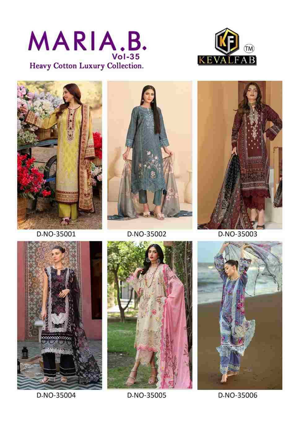 Maria.B. Vol-35 By Keval Fab 35001 To 35006 Series Beautiful Stylish Festive Suits Fancy Colorful Casual Wear & Ethnic Wear & Ready To Wear Heavy Cotton Print Dresses At Wholesale Price