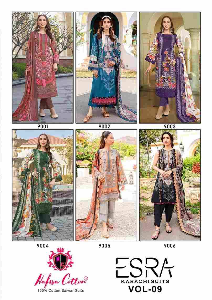 Esra Vol-9 By Nafisa Cotton 9001 To 9006 Series Beautiful Stylish Festive Suits Fancy Colorful Casual Wear & Ethnic Wear & Ready To Wear Pure Soft Cotton Dresses At Wholesale Price