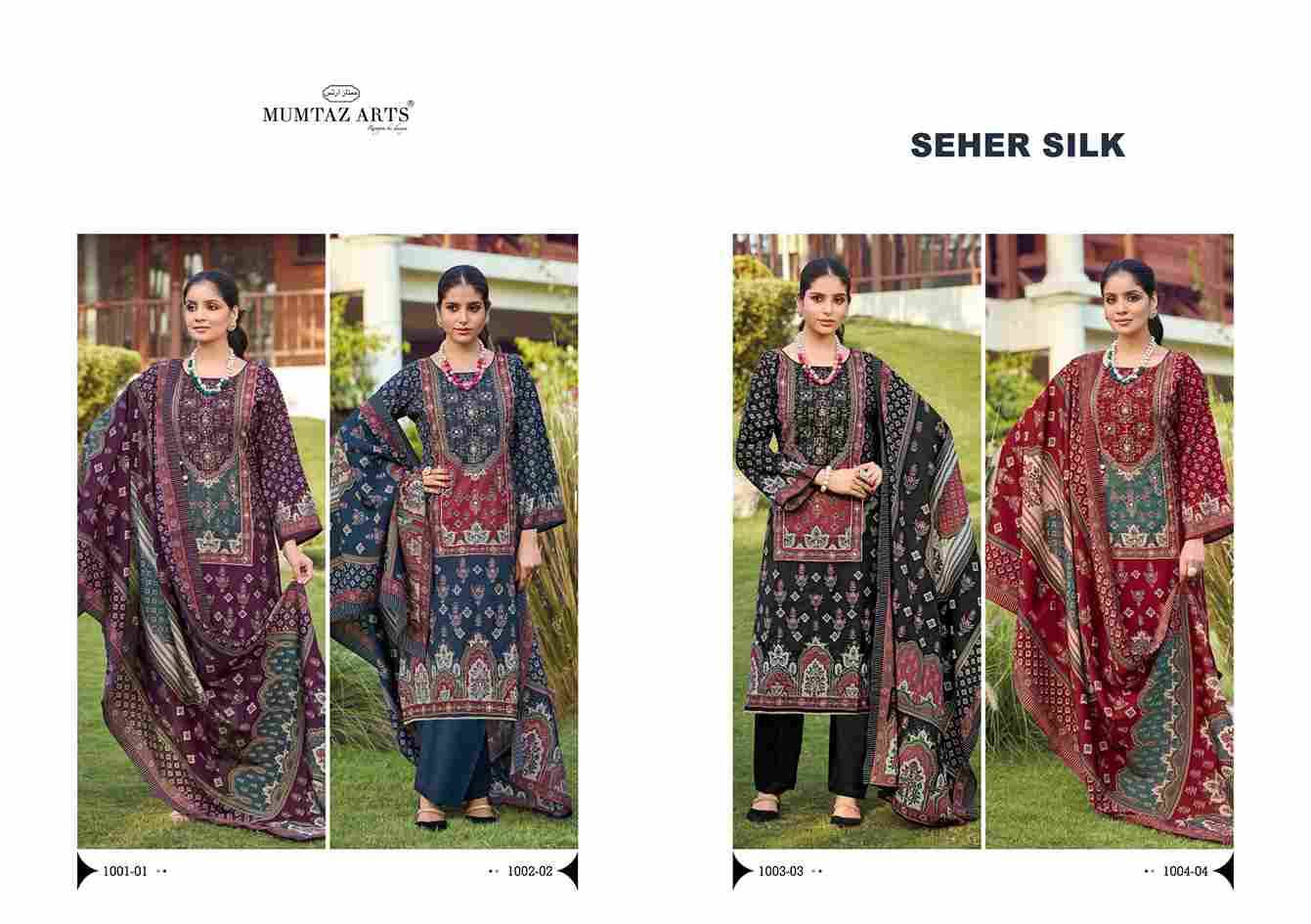 Seher Silk By Mumtaz Arts 1001-01 To 1004-04 Series Beautiful Festive Suits Colorful Stylish Fancy Casual Wear & Ethnic Wear Pure Viscose Muslin Print Dresses At Wholesale Price