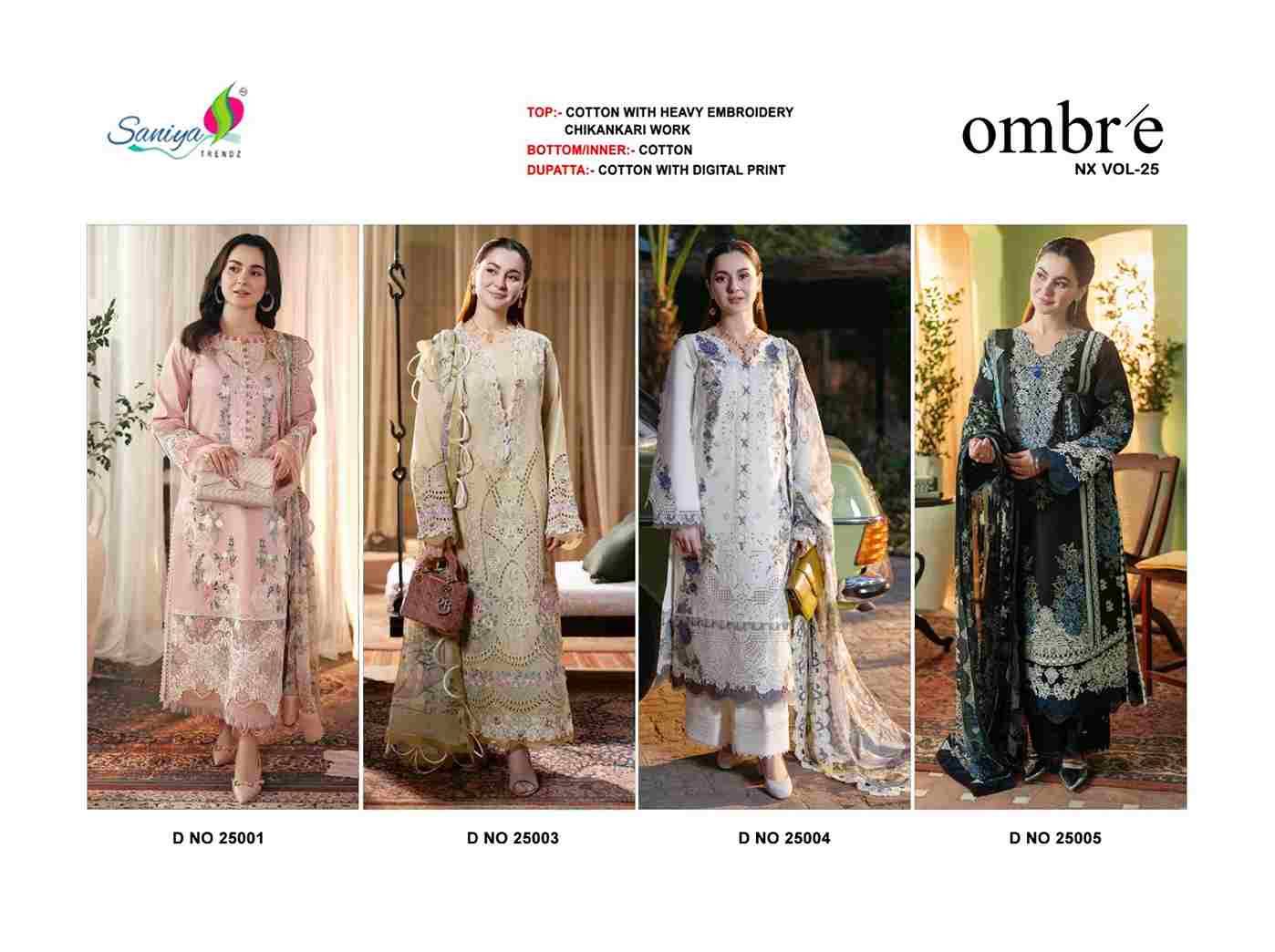 Ombre Vol-25 Nx By Saniya Trendz Beautiful Pakistani Suits Colorful Stylish Fancy Casual Wear & Ethnic Wear Cotton Embroidered Dresses At Wholesale Price