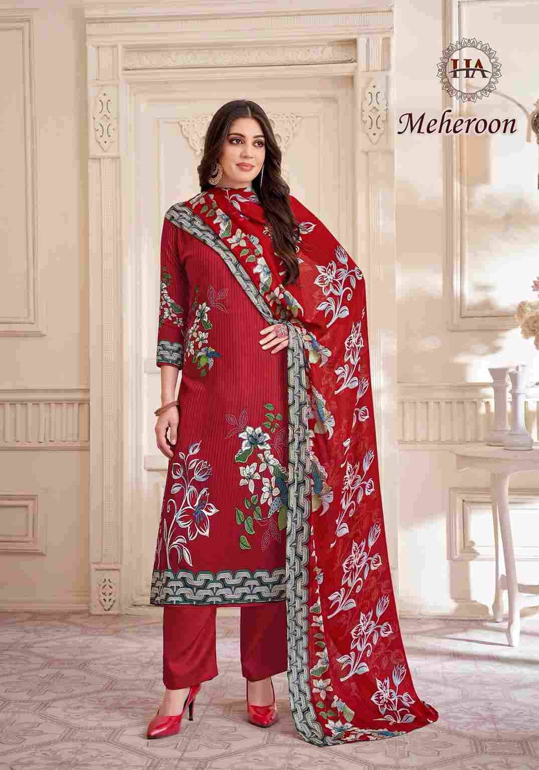 Meheroon By Harshit Fashion Hub 1868-001 To 1868-006 Series Beautiful Festive Suits Stylish Fancy Colorful Casual Wear & Ethnic Wear Pure Viscose Rayon Dresses At Wholesale Price