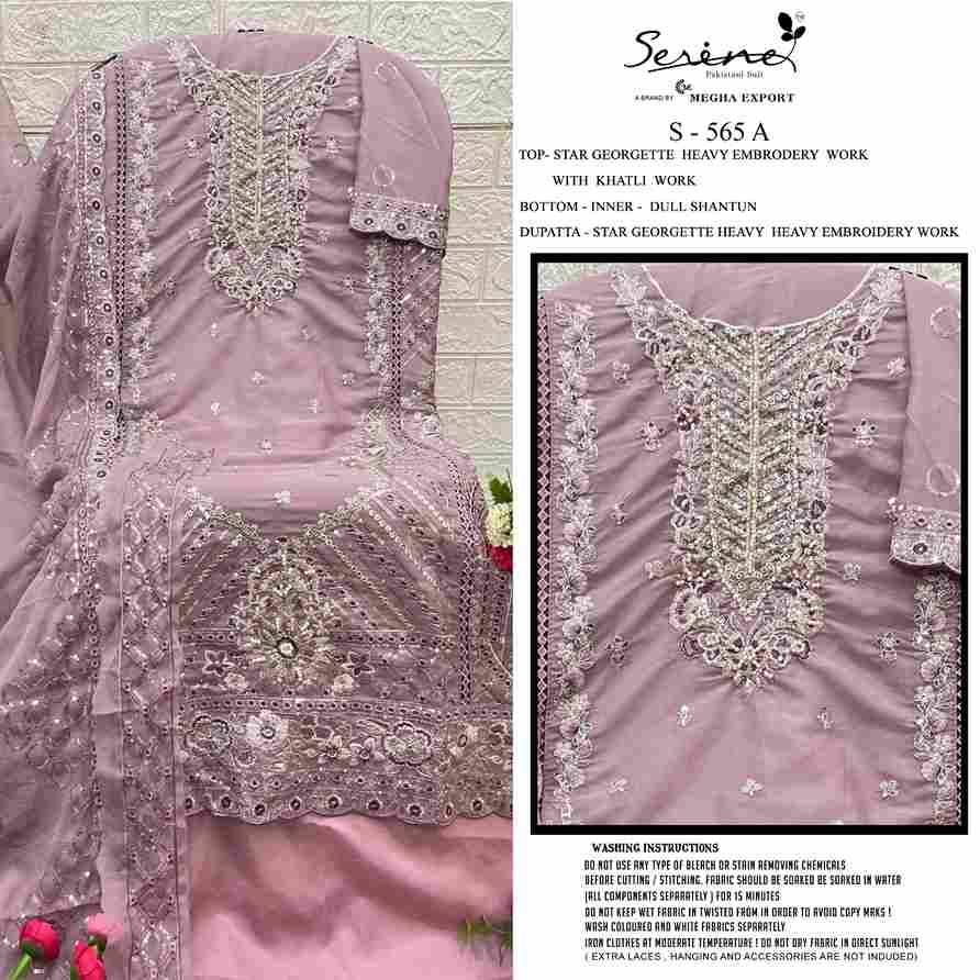 Serene Hit Design S-565 Colours By Serene S-565-A To S-565-D Series Designer Pakistani Suits Beautiful Fancy Colorful Stylish Party Wear & Occasional Wear Georgette Embroidered Dresses At Wholesale Price