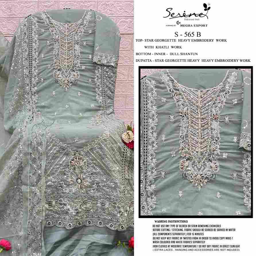 Serene Hit Design S-565 Colours By Serene S-565-A To S-565-D Series Designer Pakistani Suits Beautiful Fancy Colorful Stylish Party Wear & Occasional Wear Georgette Embroidered Dresses At Wholesale Price