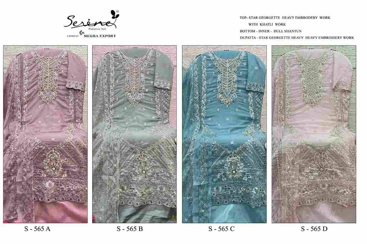 Serene Hit Design S-565 Colours By Serene S-565-A To S-565-D Series Designer Pakistani Suits Beautiful Fancy Colorful Stylish Party Wear & Occasional Wear Georgette Embroidered Dresses At Wholesale Price