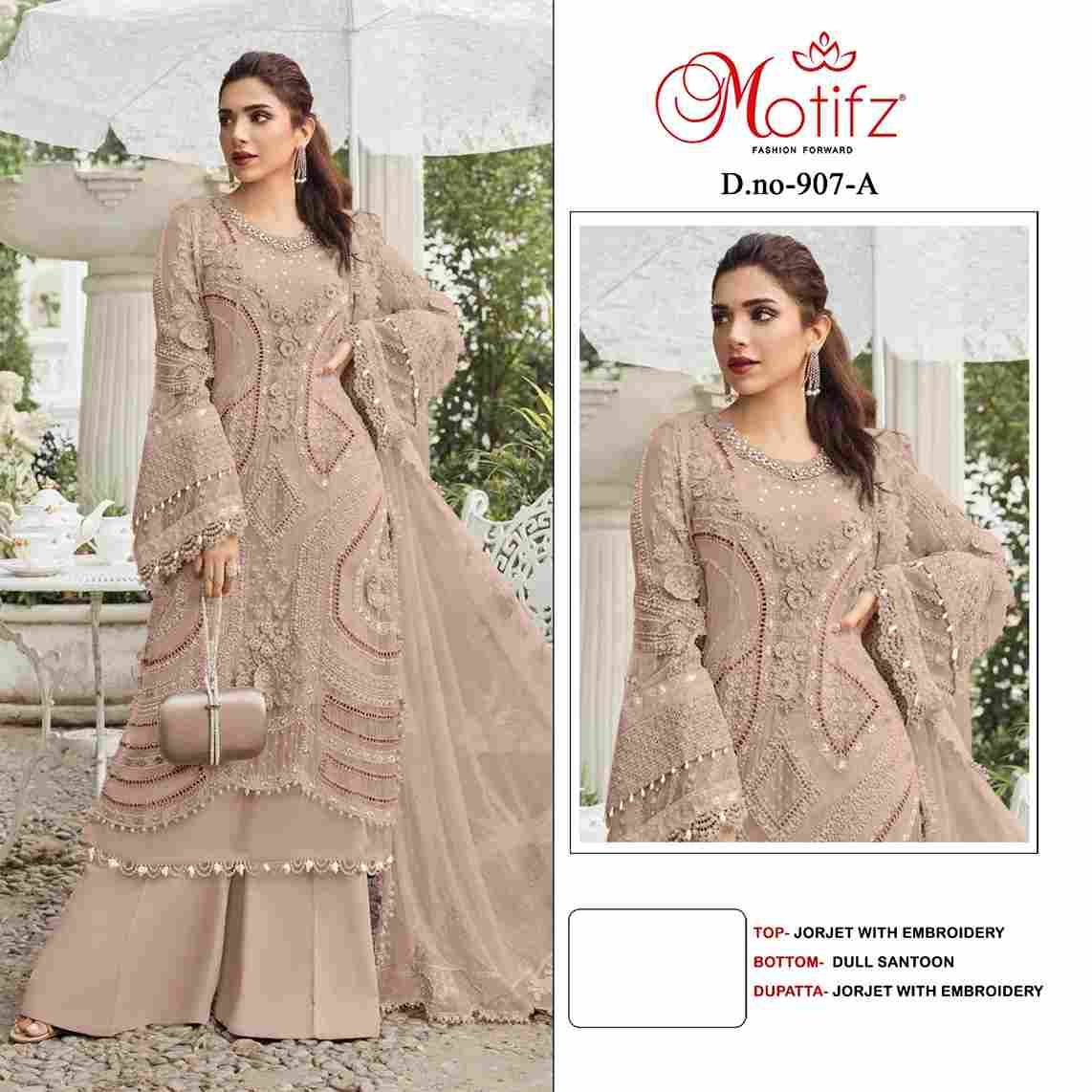 Motifz Hit Design 907 Colours By Motifz 907-A To 907-D Series Beautiful Pakistani Suits Colorful Stylish Fancy Casual Wear & Ethnic Wear Georgette Dresses At Wholesale Price
