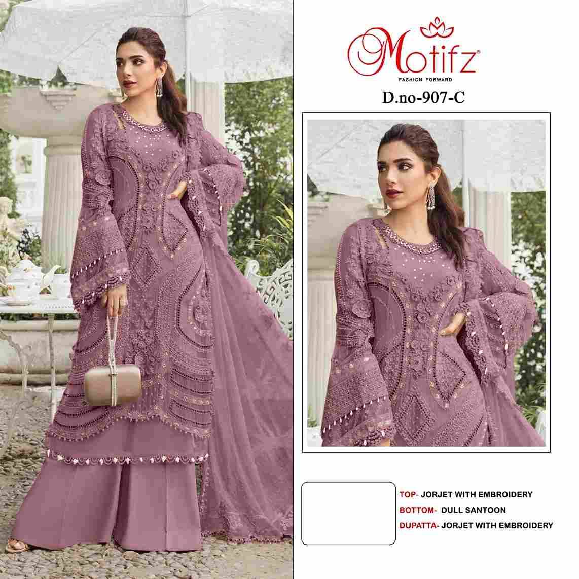 Motifz Hit Design 907 Colours By Motifz 907-A To 907-D Series Beautiful Pakistani Suits Colorful Stylish Fancy Casual Wear & Ethnic Wear Georgette Dresses At Wholesale Price